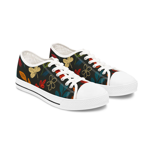 Bohemian Floral Low Top Sneakers | Stylish Canvas Shoes for Women | Casual Footwear for Everyday Wear, Festivals, and Gifts