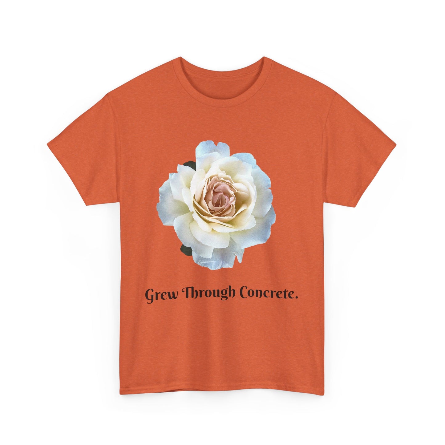 Grew Through Concrete Tee | Inspirational Unisex Heavy Cotton T-Shirt, Casual Wear, Gift for Nature Lovers, Birthday, Motivational Apparel