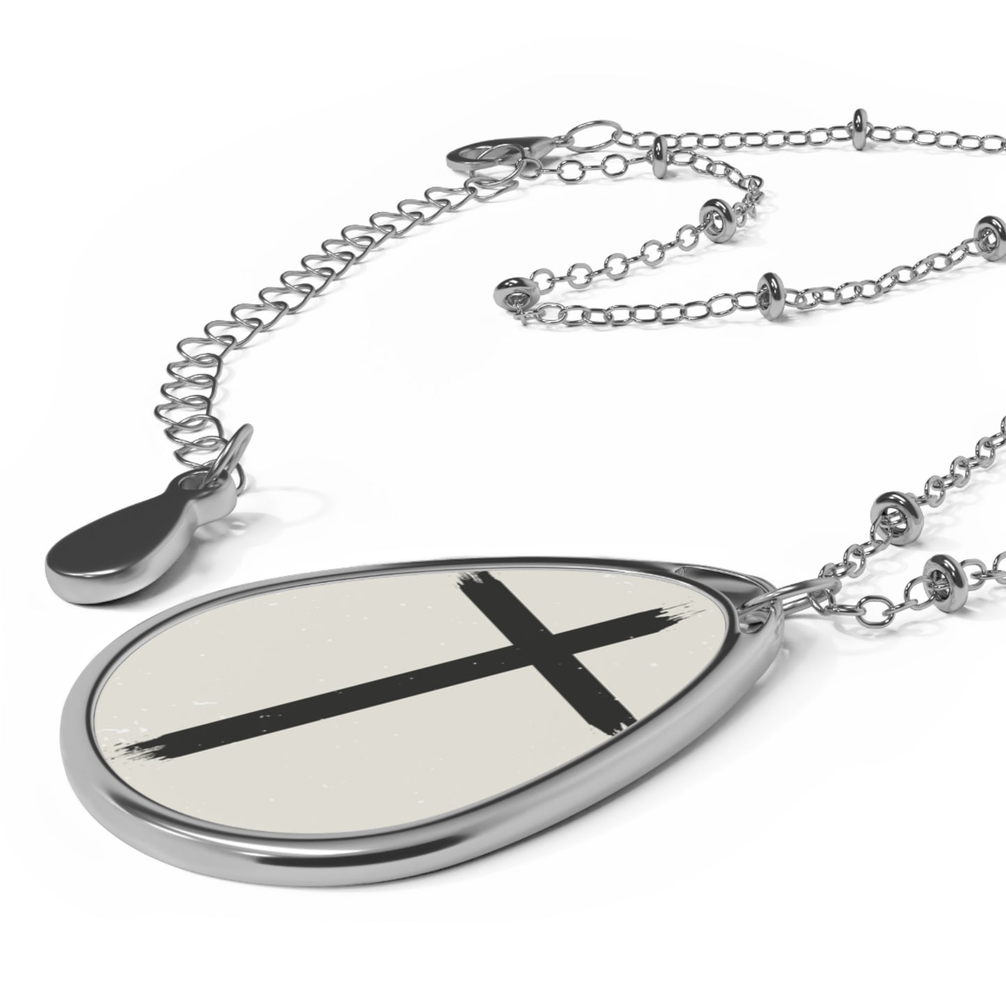 Elegant Oval Necklace with Cross Pendant, Faith Jewelry, Religious Gift, Personalized Necklace, Meaningful Keepsake