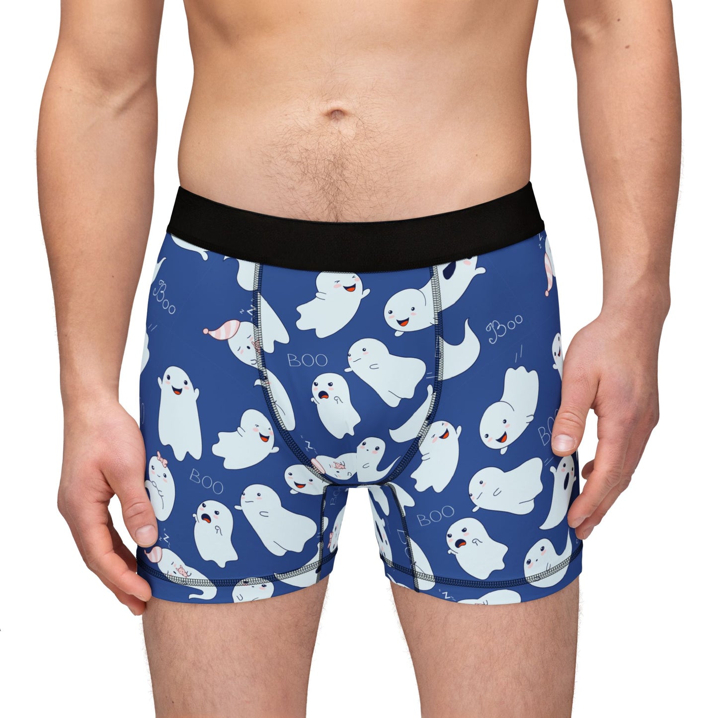 Spooky Ghost Men's Boxers, Halloween Underwear, Fun AOP Shorts, Unique Sleepwear, Gift for Men