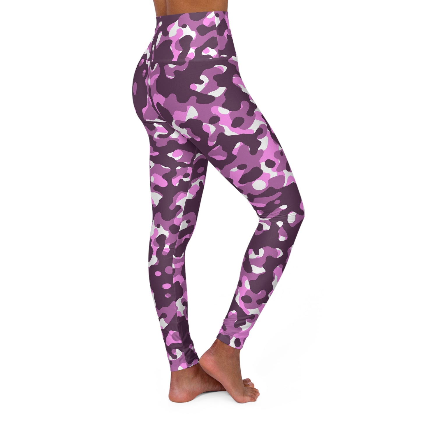 Stylish High Waisted Yoga Leggings, Comfortable Workout Tights, Trendy Exercise Leggings, Fitness Apparel, Purple Camouflage Activewear