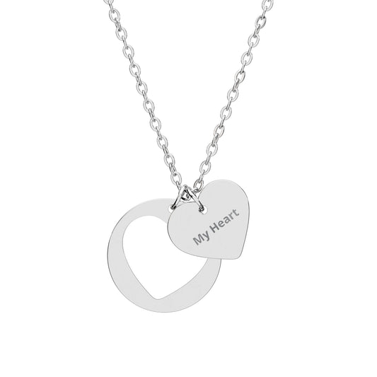 Engraved Heart Cutout Necklace — Personalized Initial Pendant