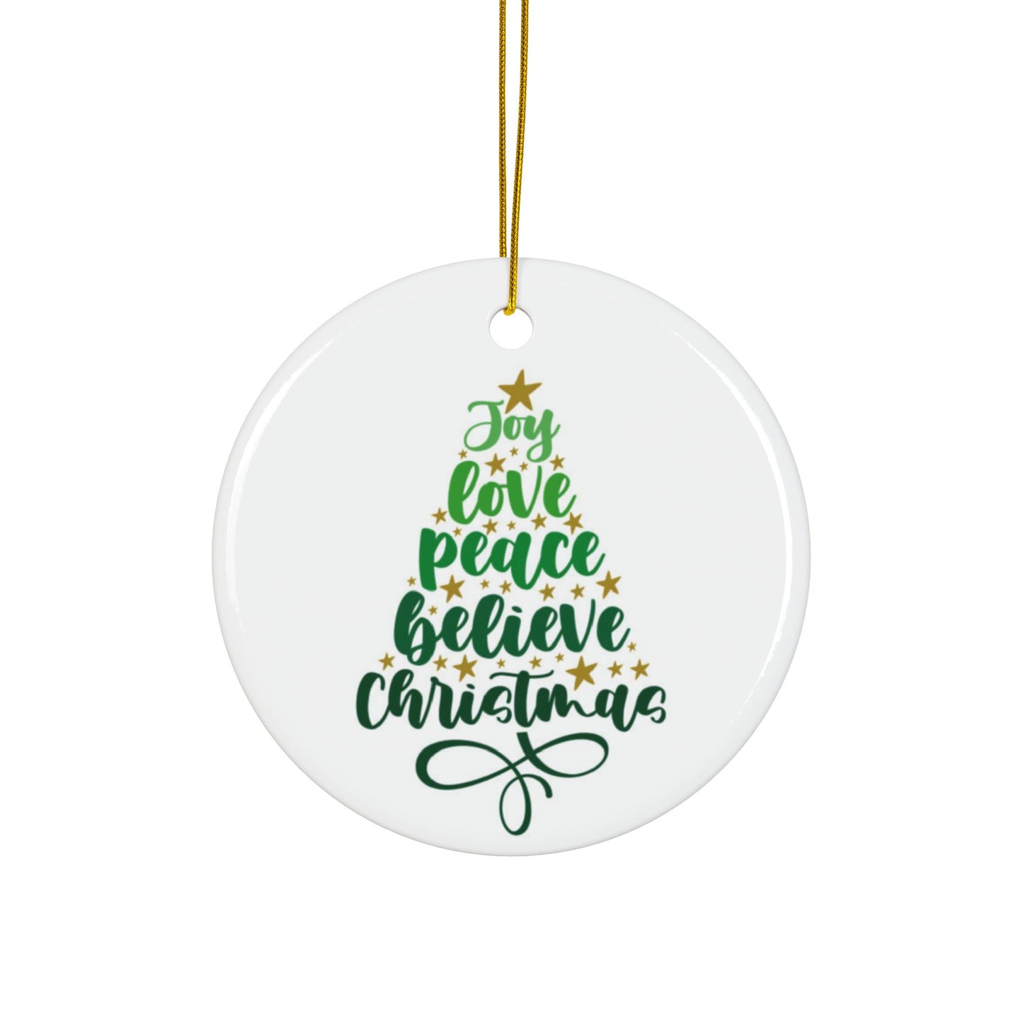 Joyful Christmas Ceramic Ornaments Set - Double-Sided Decor for Holidays