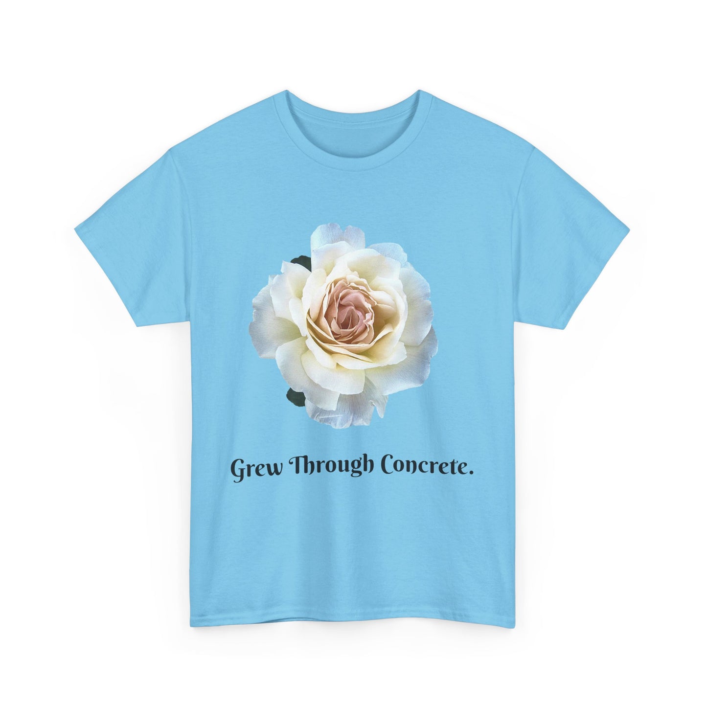 Grew Through Concrete Tee | Inspirational Unisex Heavy Cotton T-Shirt, Casual Wear, Gift for Nature Lovers, Birthday, Motivational Apparel