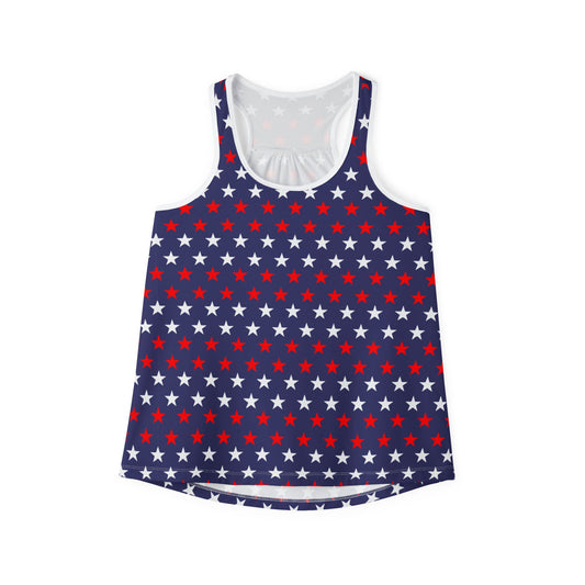 Patriotic Women's Tank Top, Star-Print Summer Top, Fourth of July Outfit, Casual Holiday Apparel