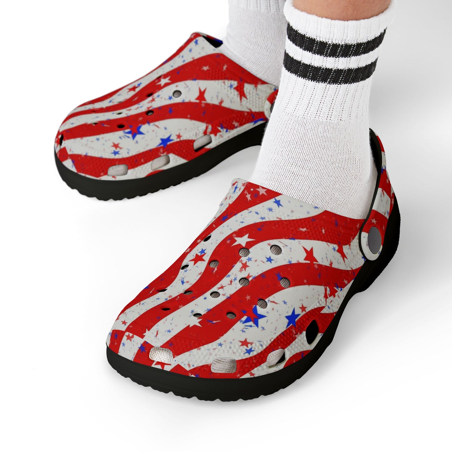 Patriotic Kid's EVA Foam Clogs - Fun, Festive Summer Footwear for Kids, Perfect for Independence Day, Family Gatherings, and Playtime