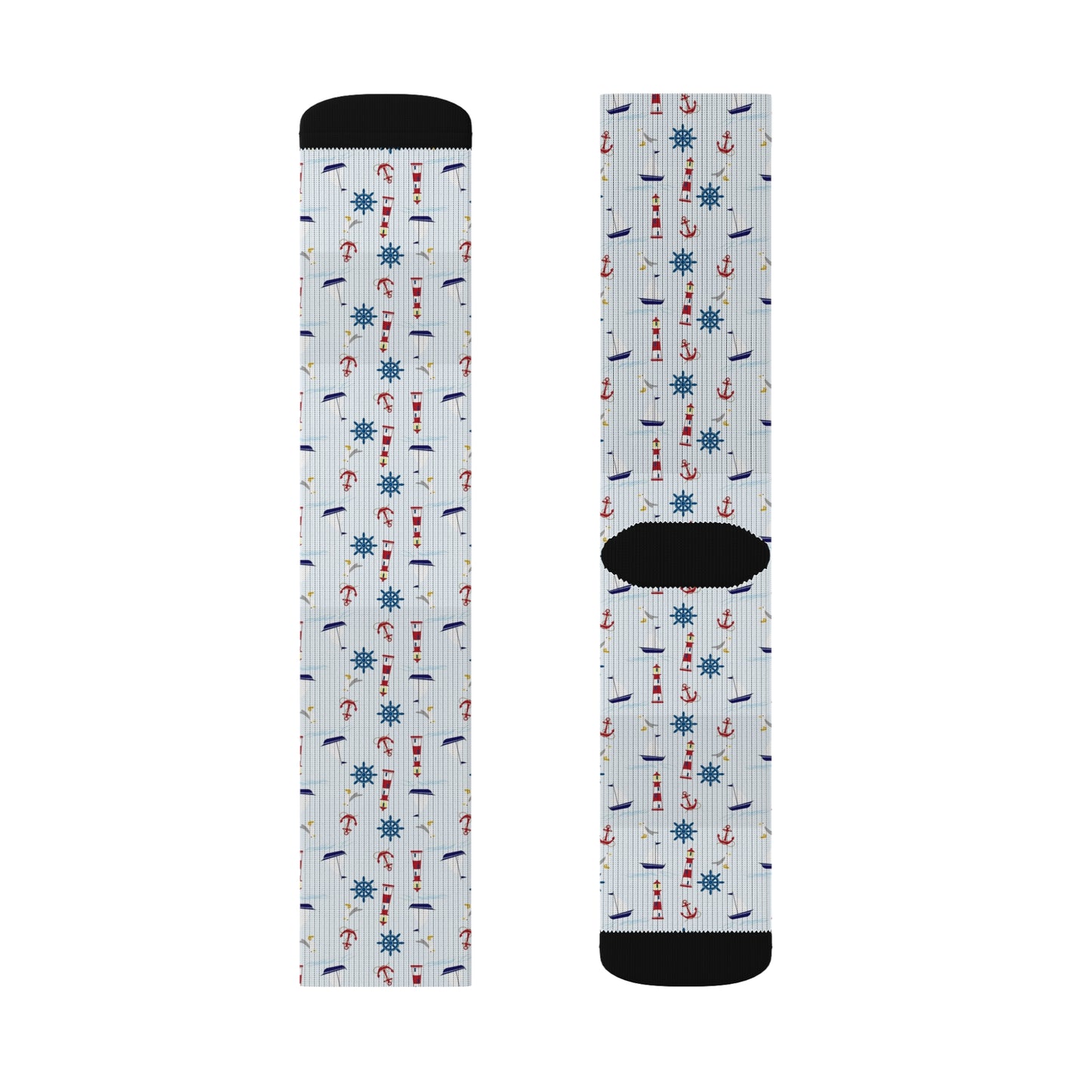 Nautical Sublimation Socks - Cozy Beach-Themed Footwear, Perfect for Summer Days, Gift for Him/Her, Casual Wear, Holiday Socks