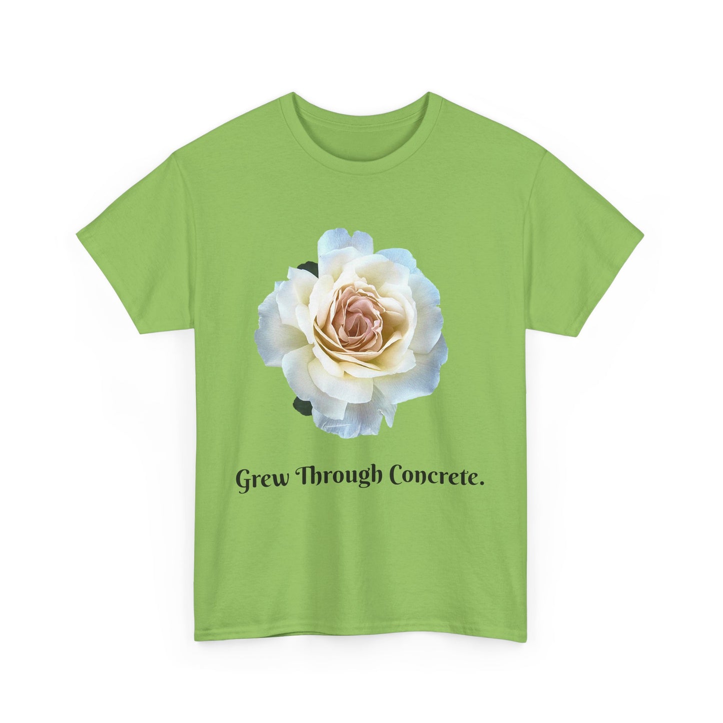 Grew Through Concrete Tee | Inspirational Unisex Heavy Cotton T-Shirt, Casual Wear, Gift for Nature Lovers, Birthday, Motivational Apparel