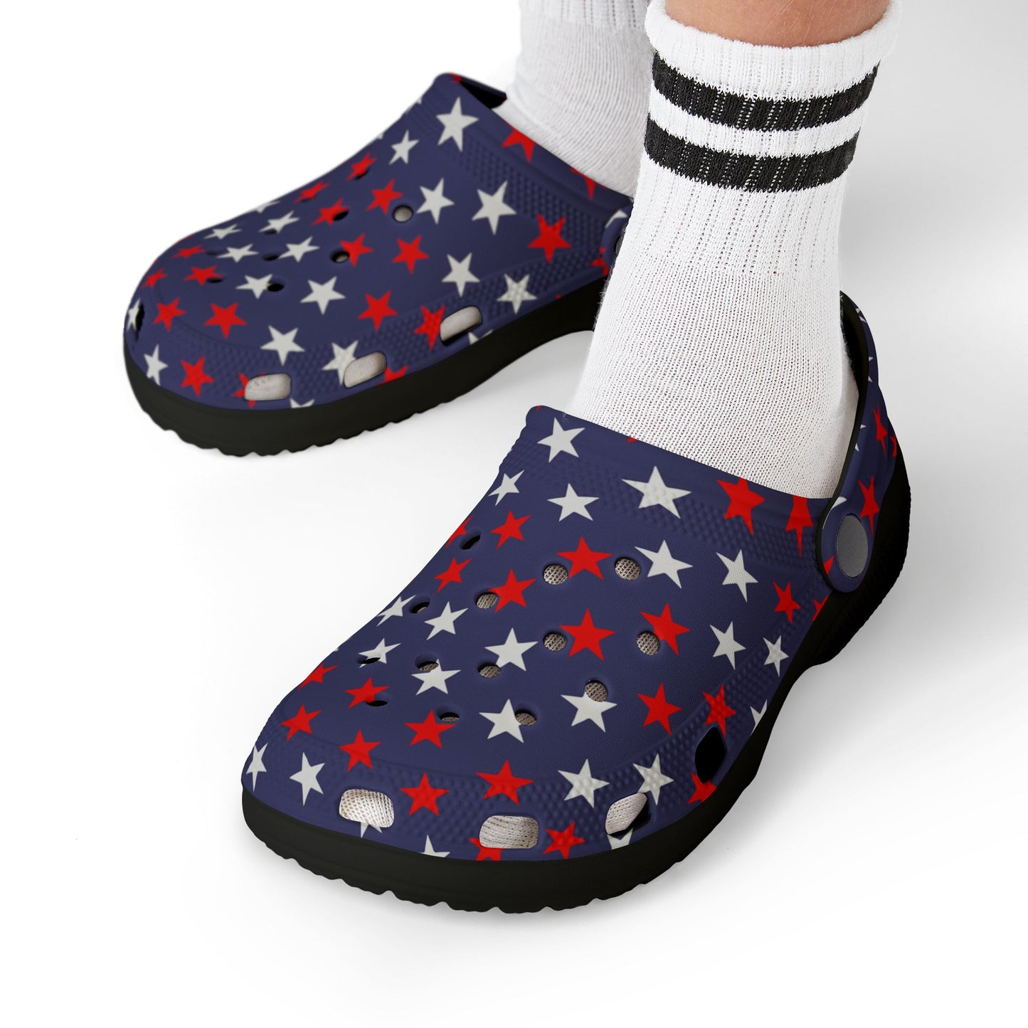 Patriotic Kid's EVA Foam Clogs, Colorful Starry Clogs for Play, Summer Sandals, Holiday Footwear, Kid's Garden Shoes