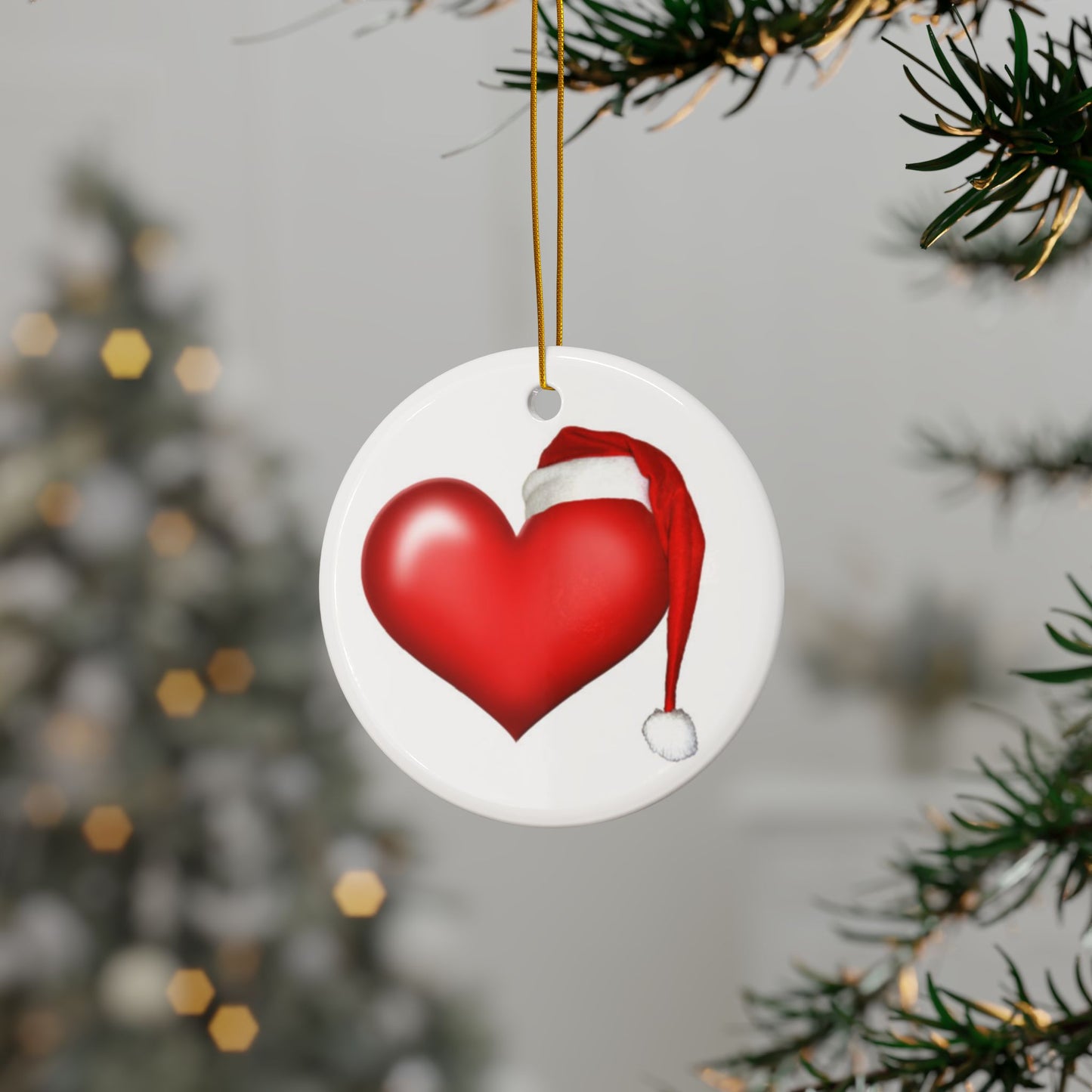 Heart-Shaped Holiday Ornaments - Double-Sided Ceramic, Perfect for Christmas Decor