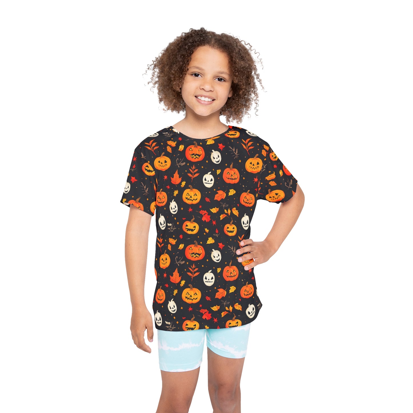 Kids Halloween Sports Jersey, Fun Fall Tee, Pumpkin Theme Athletic Shirt, Seasonal Playwear, Trick or Treat Apparel
