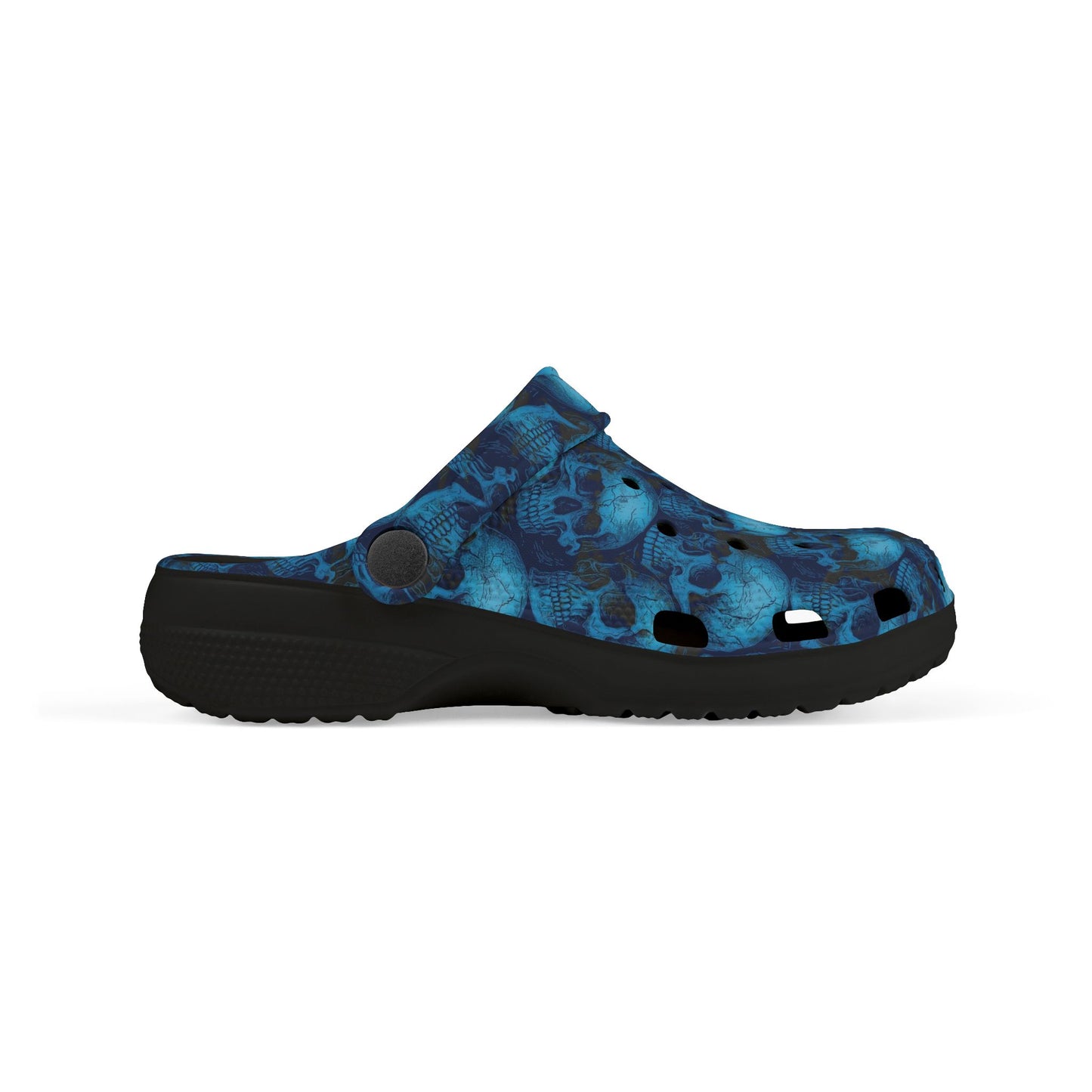 Blue Skull Pattern Kid's Clogs, Fun EVA Foam Shoes for Kids, Stylish Summer Footwear, Perfect for Playdates, Festivals, Birthdays