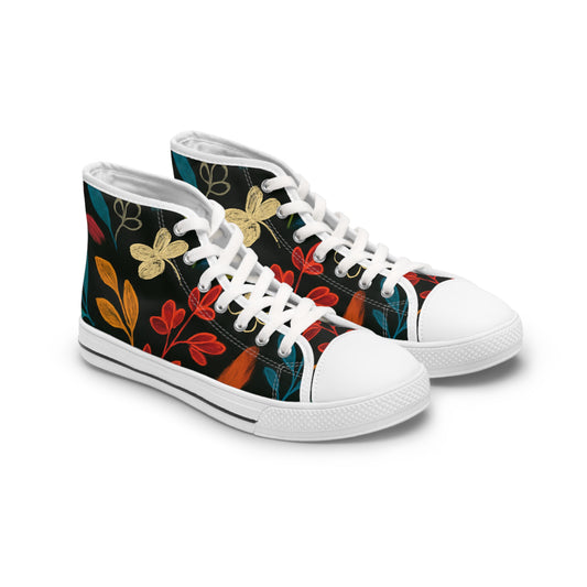 Floral High Top Sneakers - Stylish, Trendy Footwear for Women, Casual Wear, Everyday Fashion, Unique Gifts, Spring/Summer Vibes