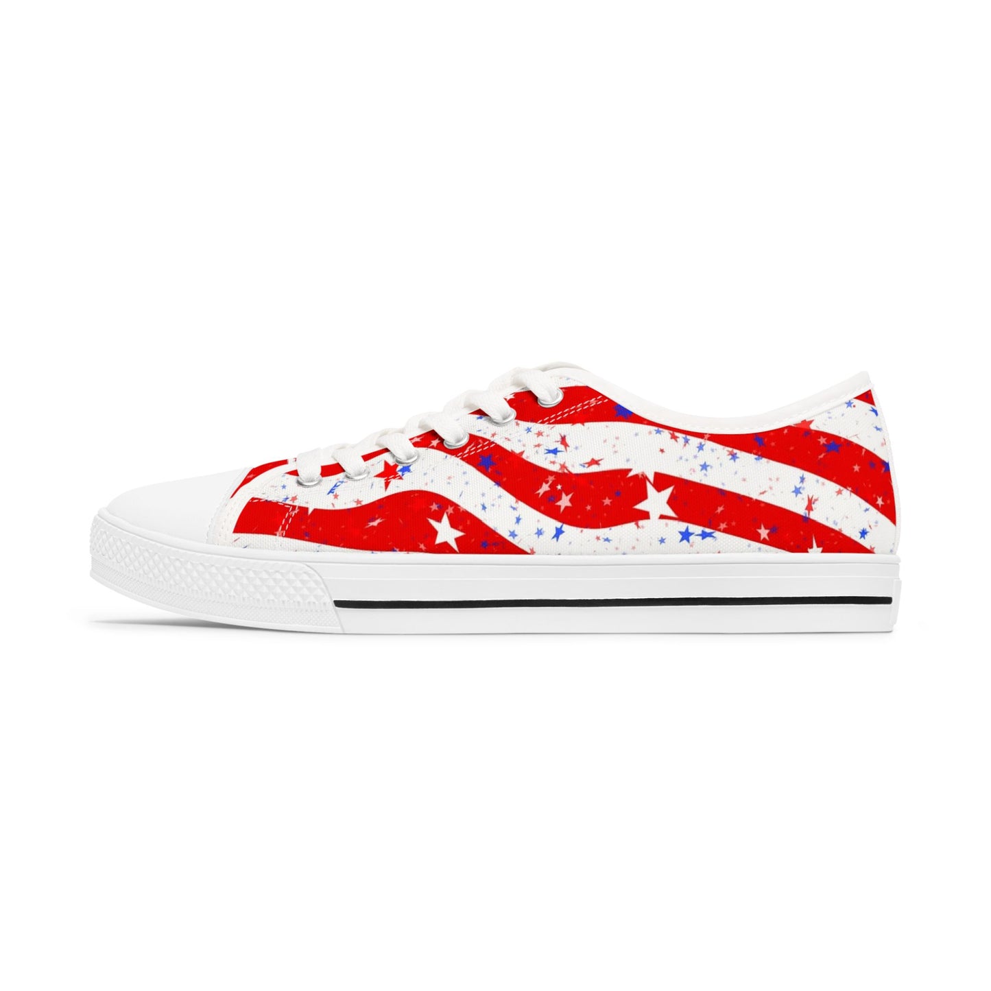 Patriotic Low Top Sneakers for Women, Comfortable Red White Blue Kicks, Ideal for 4th of July, Casual Everyday Wear, Festival Footwear