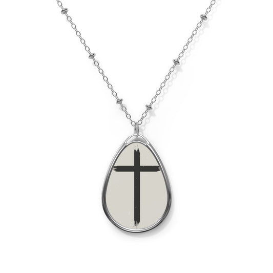 Elegant Oval Necklace with Cross Pendant, Faith Jewelry, Religious Gift, Personalized Necklace, Meaningful Keepsake
