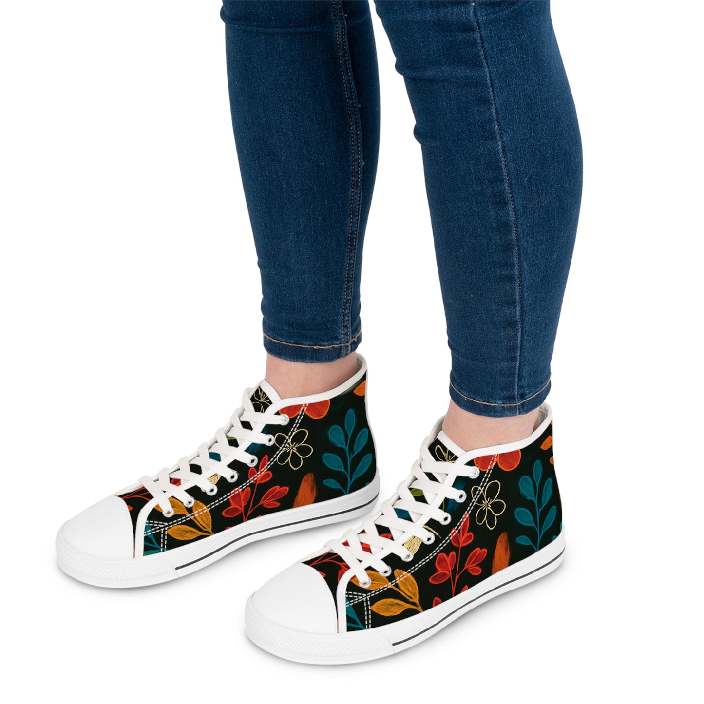 Floral High Top Sneakers - Stylish, Trendy Footwear for Women, Casual Wear, Everyday Fashion, Unique Gifts, Spring/Summer Vibes