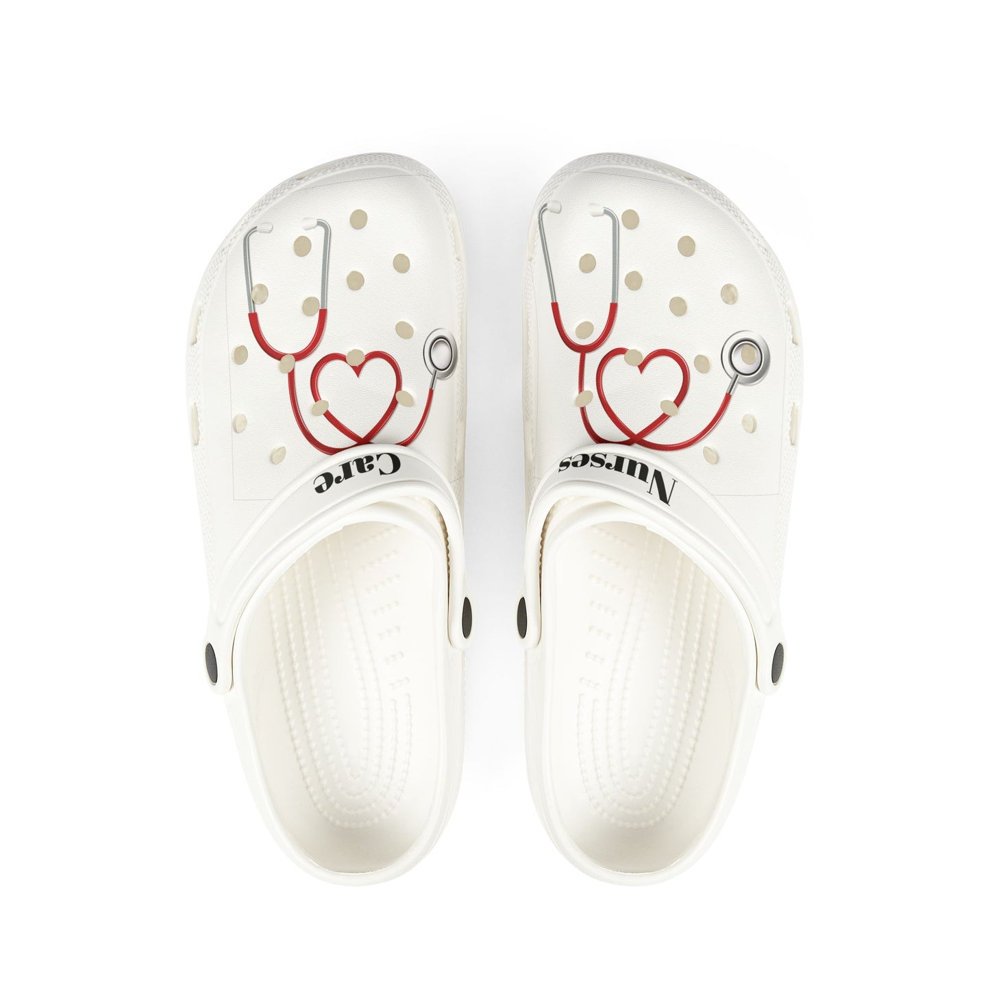 Cute Nurse Love EVA Foam Shoes, Healthcare Footwear, Comfortable Crocs, Medical Themed Slippers, Gift for Nurses, Stethoscope Design