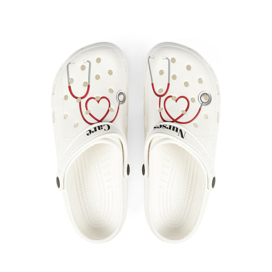 Cute Nurse Love EVA Foam Shoes, Healthcare Footwear, Comfortable Crocs, Medical Themed Slippers, Gift for Nurses, Stethoscope Design
