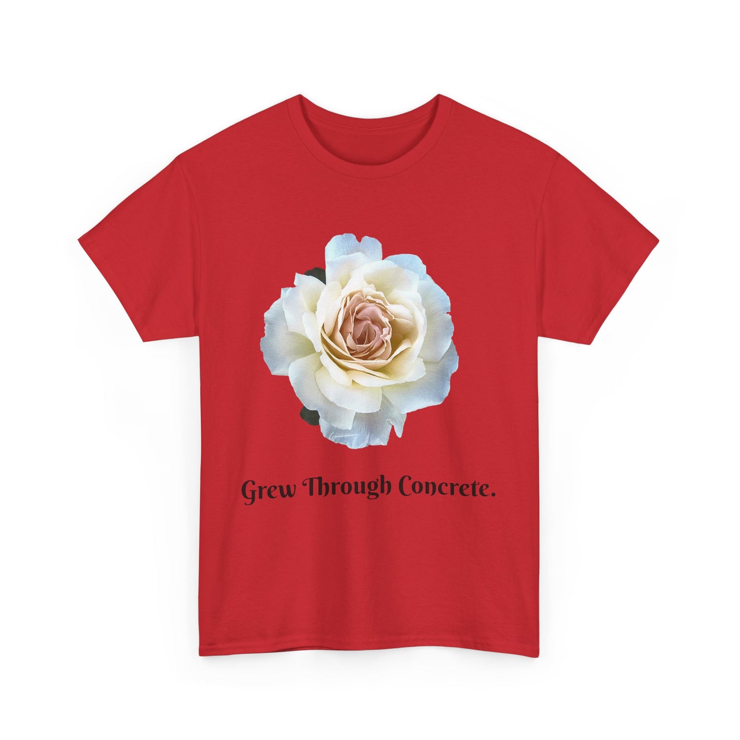 Grew Through Concrete Tee | Inspirational Unisex Heavy Cotton T-Shirt, Casual Wear, Gift for Nature Lovers, Birthday, Motivational Apparel