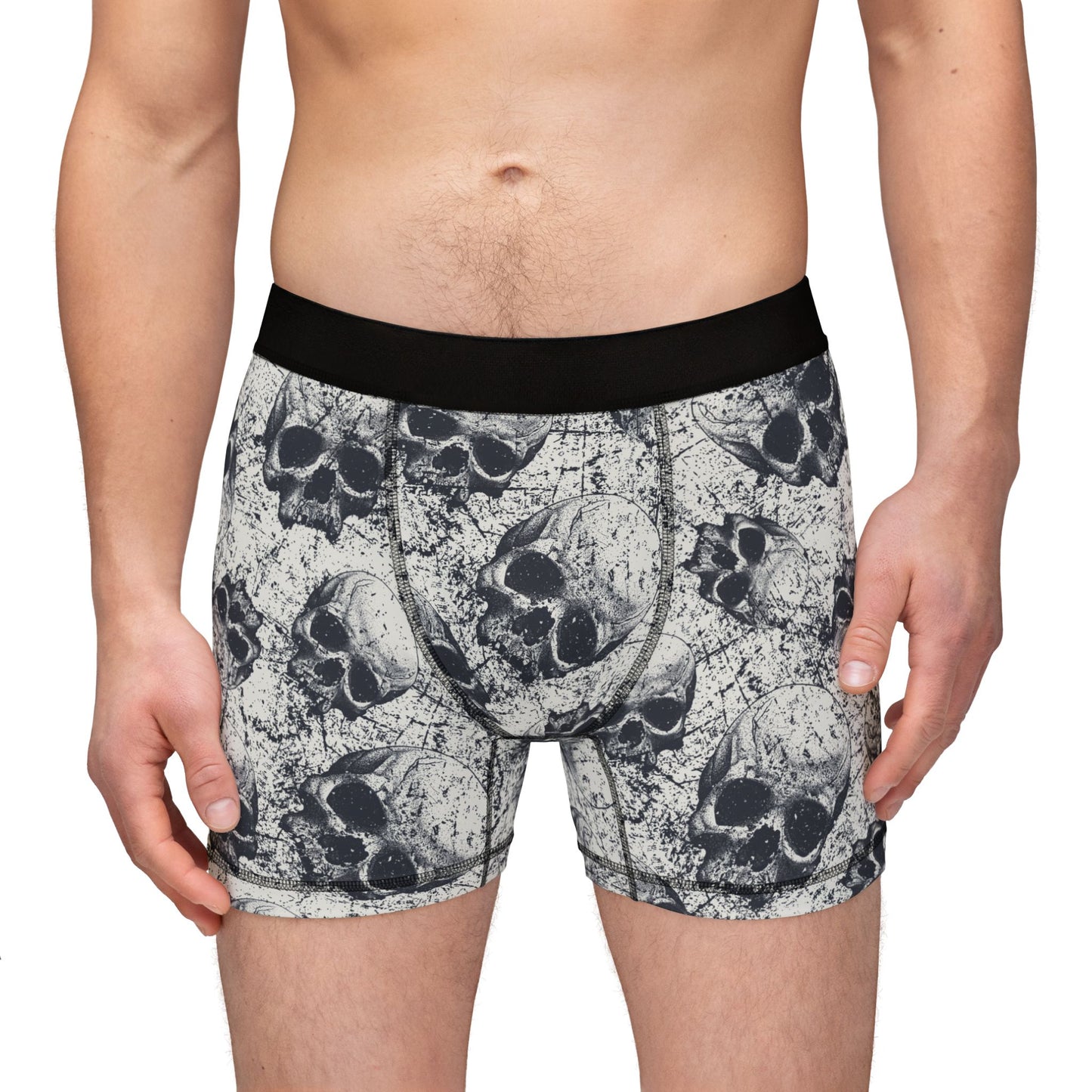 Skull Print Men's Boxers, Gothic Underwear, Unique Men's Loungewear, Halloween Gift, Comfortable Boxer Briefs