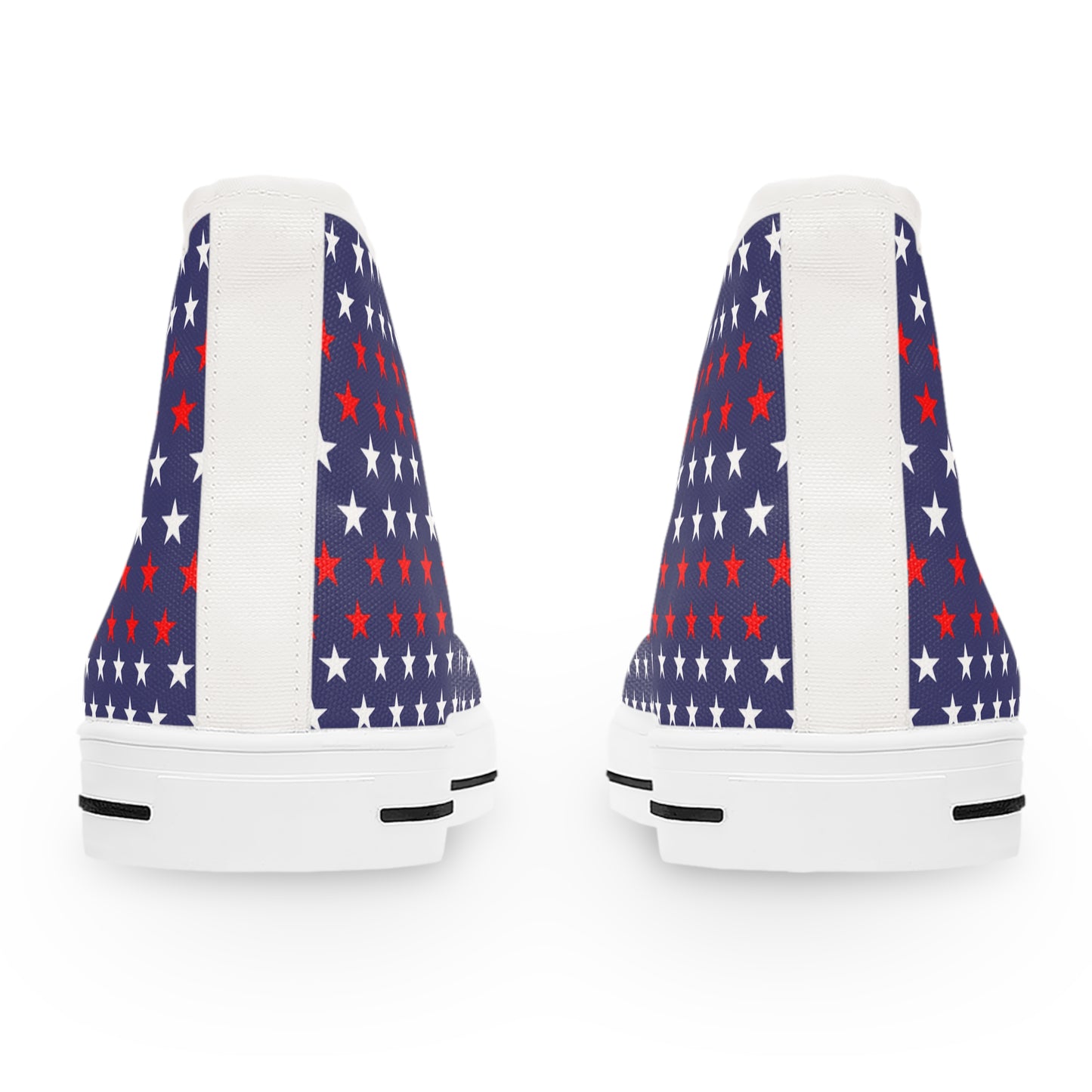 Patriotic Star Print High Top Sneakers for Women | Trendy Casual Footwear, Independence Day Shoes, Memorial Day Sneakers, Customizable Style
