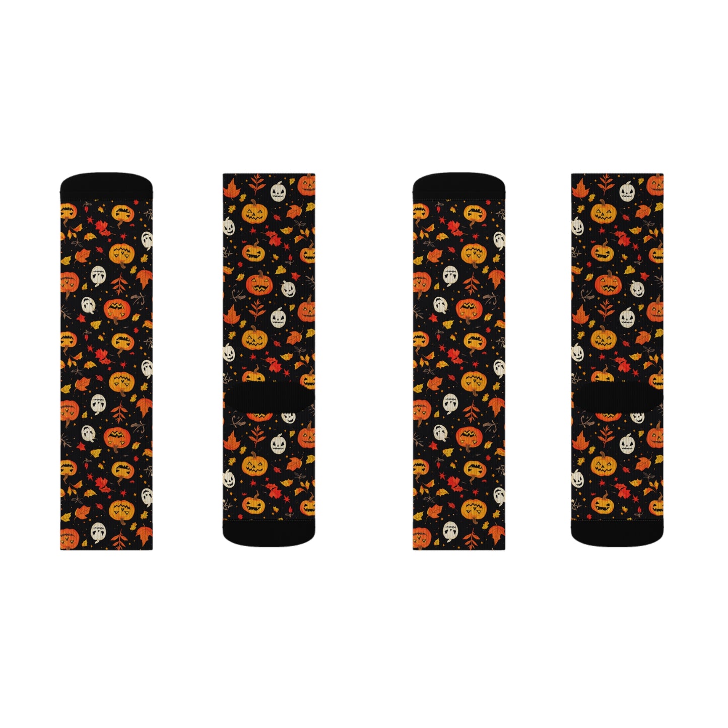 Halloween Pumpkin Pattern Socks, Fun Fall Accessories, Cozy Holiday Gift, Seasonal Wear, Cute Stocking Stuffers, Sublimation Socks