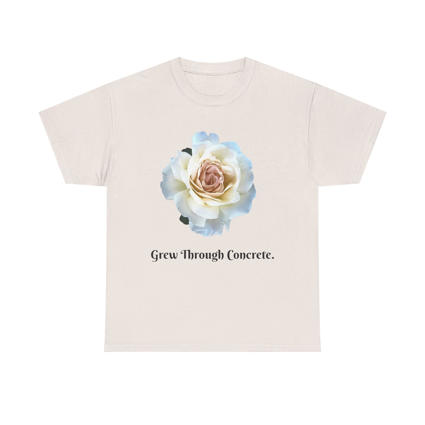 Grew Through Concrete Tee | Inspirational Unisex Heavy Cotton T-Shirt, Casual Wear, Gift for Nature Lovers, Birthday, Motivational Apparel