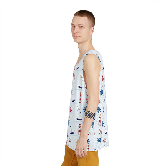 Nautical Men's Tank Top, Summer Style, Beachwear, Casual Outfit, Vacation Essential, Boat Lover Gift