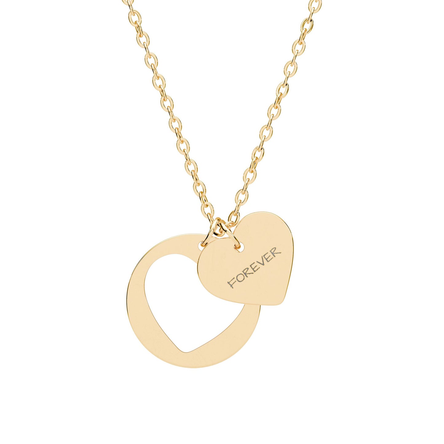 Engraved Heart Cutout Necklace — Personalized Heart Pendant Necklace (Sterling/Rose Gold)