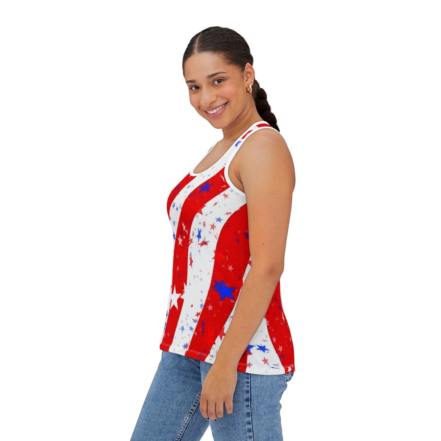 Patriotic Women's Tank Top, Summer Shirt, Independence Day Apparel, USA Flag Top, Holiday Outfit