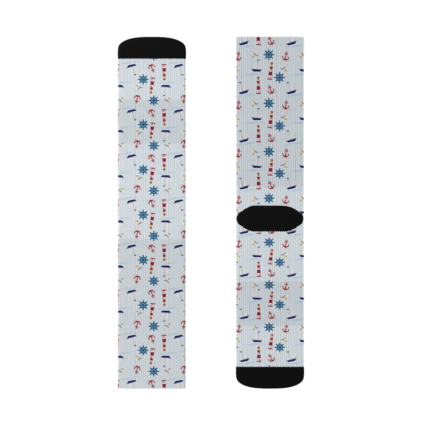 Nautical Sublimation Socks - Cozy Beach-Themed Footwear, Perfect for Summer Days, Gift for Him/Her, Casual Wear, Holiday Socks