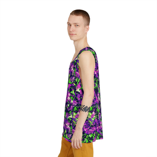 Vibrant Men's Tank Top - AOP, Colorful Summer Sleeveless Shirt, Festival Wear, Gym Outfits, Casual Beach Apparel