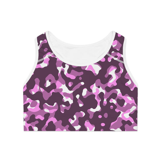 Stylish Sports Bra, Activewear, Workout Apparel, Gym Top, Fitness Gear, Camo Print