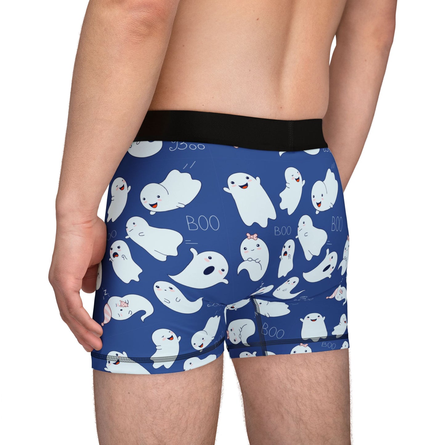 Spooky Ghost Men's Boxers, Halloween Underwear, Fun AOP Shorts, Unique Sleepwear, Gift for Men