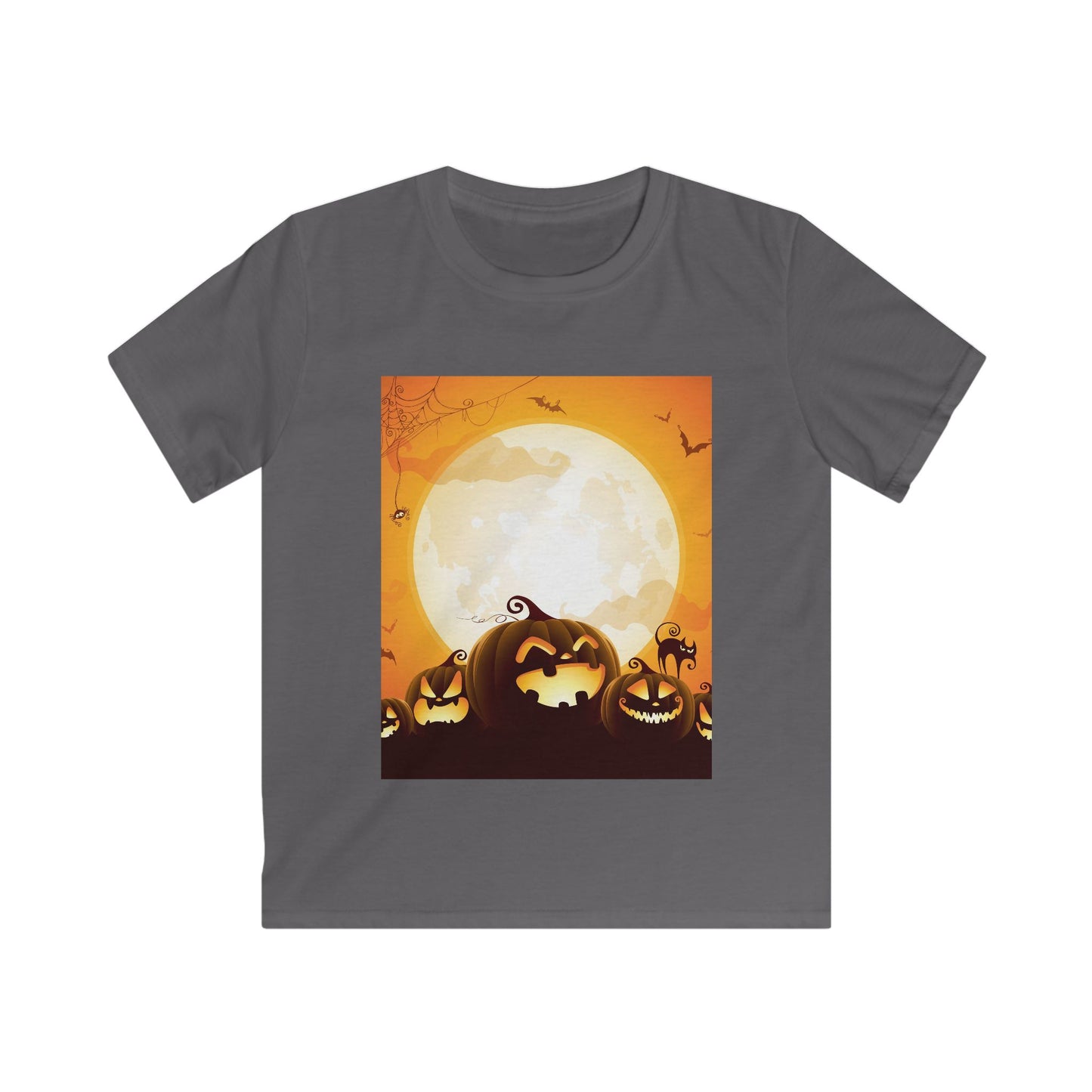 Halloween Pumpkin Kids Softstyle Tee, Halloween T-Shirt, Kids Costume Shirt, Pumpkin Shirt, Festive Kids Apparel, Autumn Wear