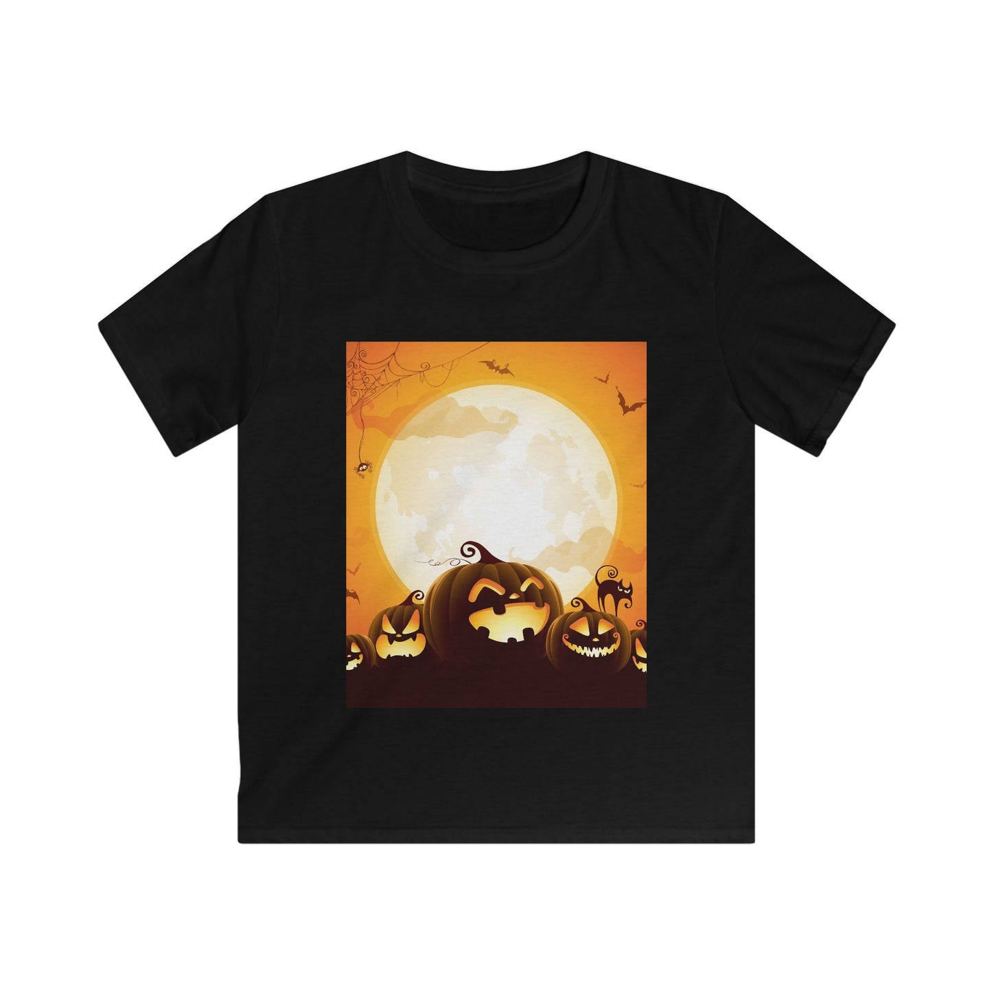 Halloween Pumpkin Kids Softstyle Tee, Halloween T-Shirt, Kids Costume Shirt, Pumpkin Shirt, Festive Kids Apparel, Autumn Wear