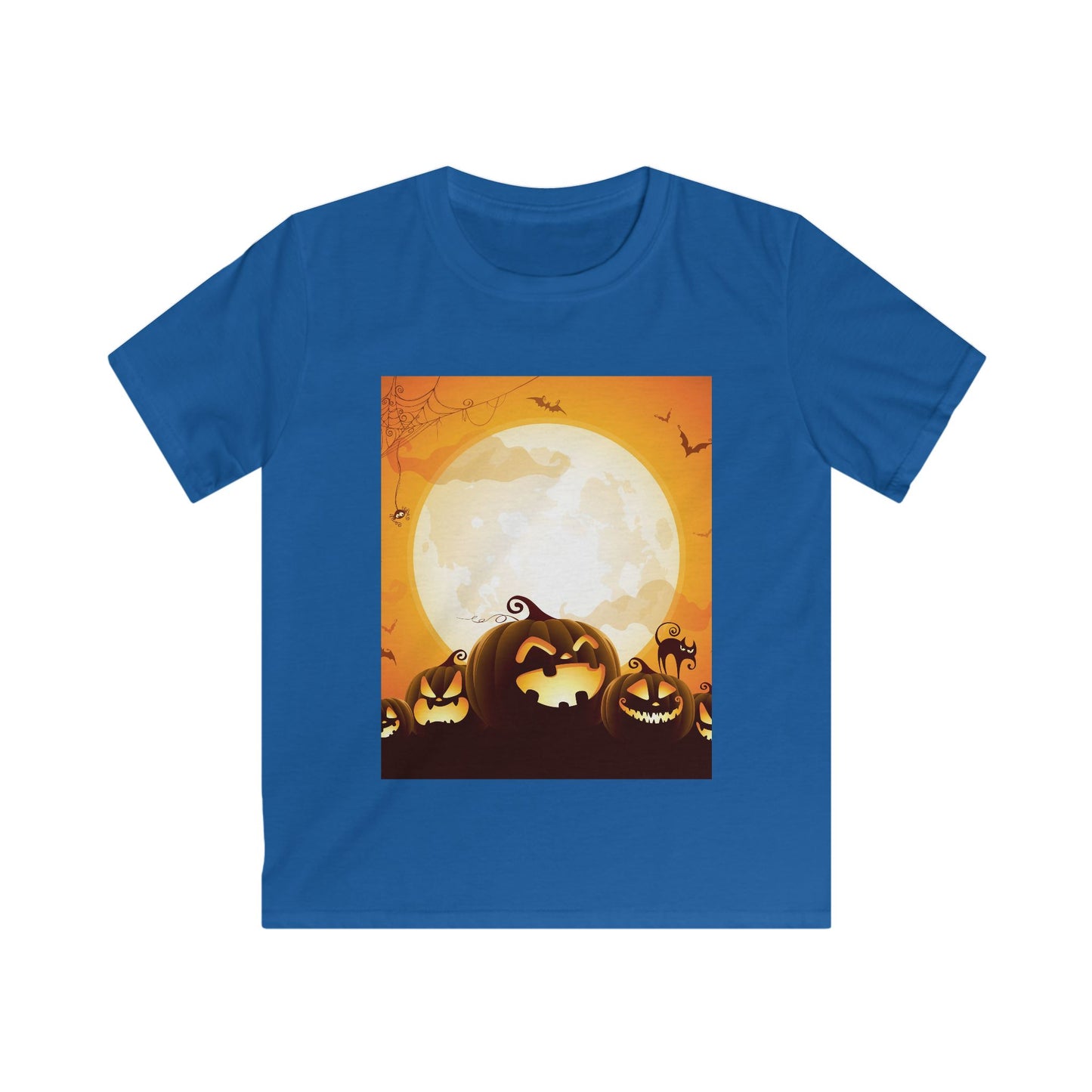 Halloween Pumpkin Kids Softstyle Tee, Halloween T-Shirt, Kids Costume Shirt, Pumpkin Shirt, Festive Kids Apparel, Autumn Wear