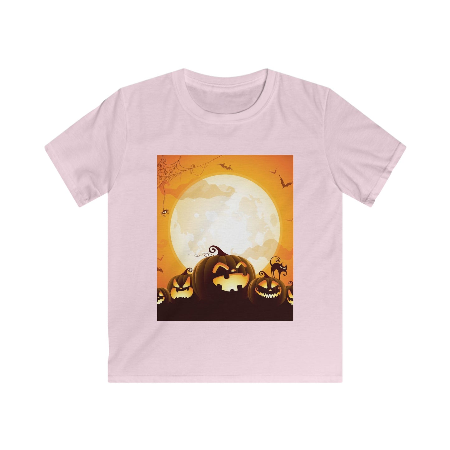 Halloween Pumpkin Kids Softstyle Tee, Halloween T-Shirt, Kids Costume Shirt, Pumpkin Shirt, Festive Kids Apparel, Autumn Wear
