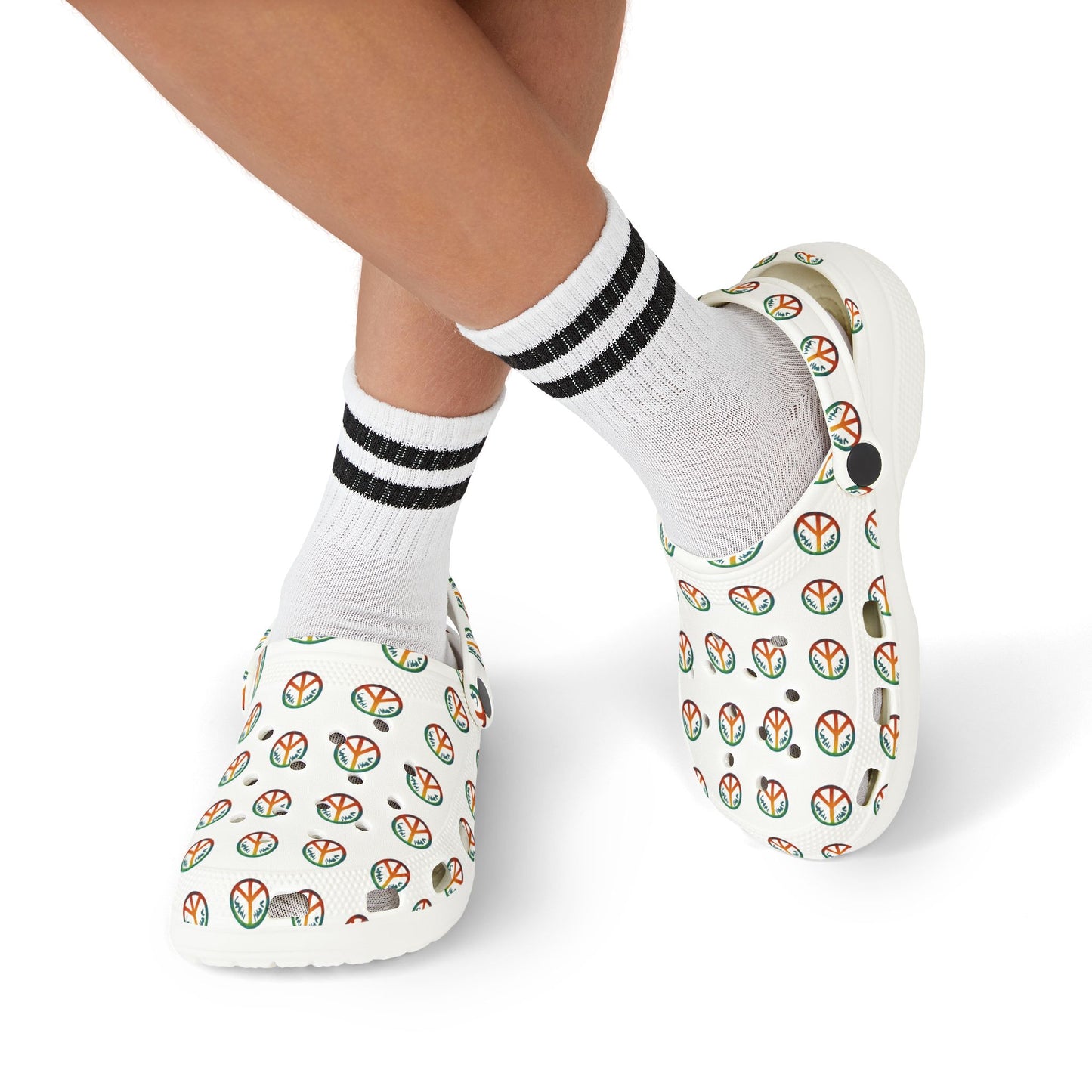 Kid's Peace Print EVA Foam Clogs, Fun Summer Footwear, Kids' Garden Shoes, Playtime Slip-Ons, Ideal for Beach and Pool