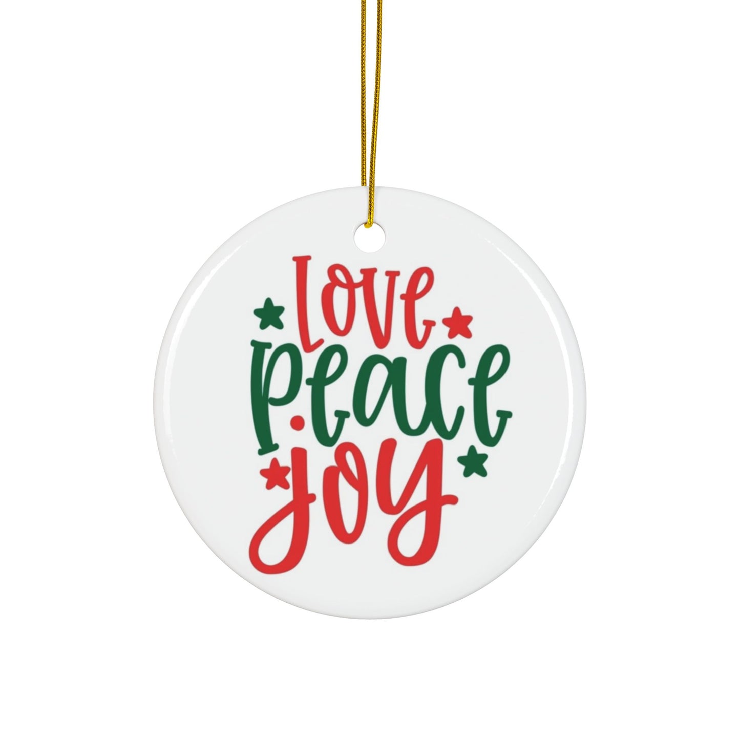 Holiday Decorative Ceramic Ornaments - Love, Peace, Joy (Set of 1, 3, 5, 10)