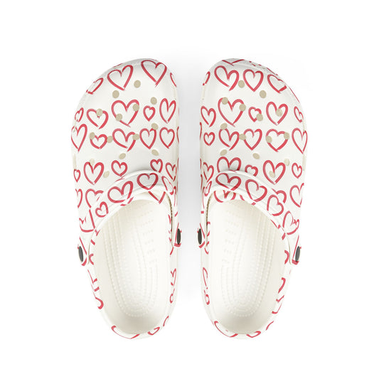 Heart Pattern EVA Foam Clogs — Cute Valentine Slip-On Shoes