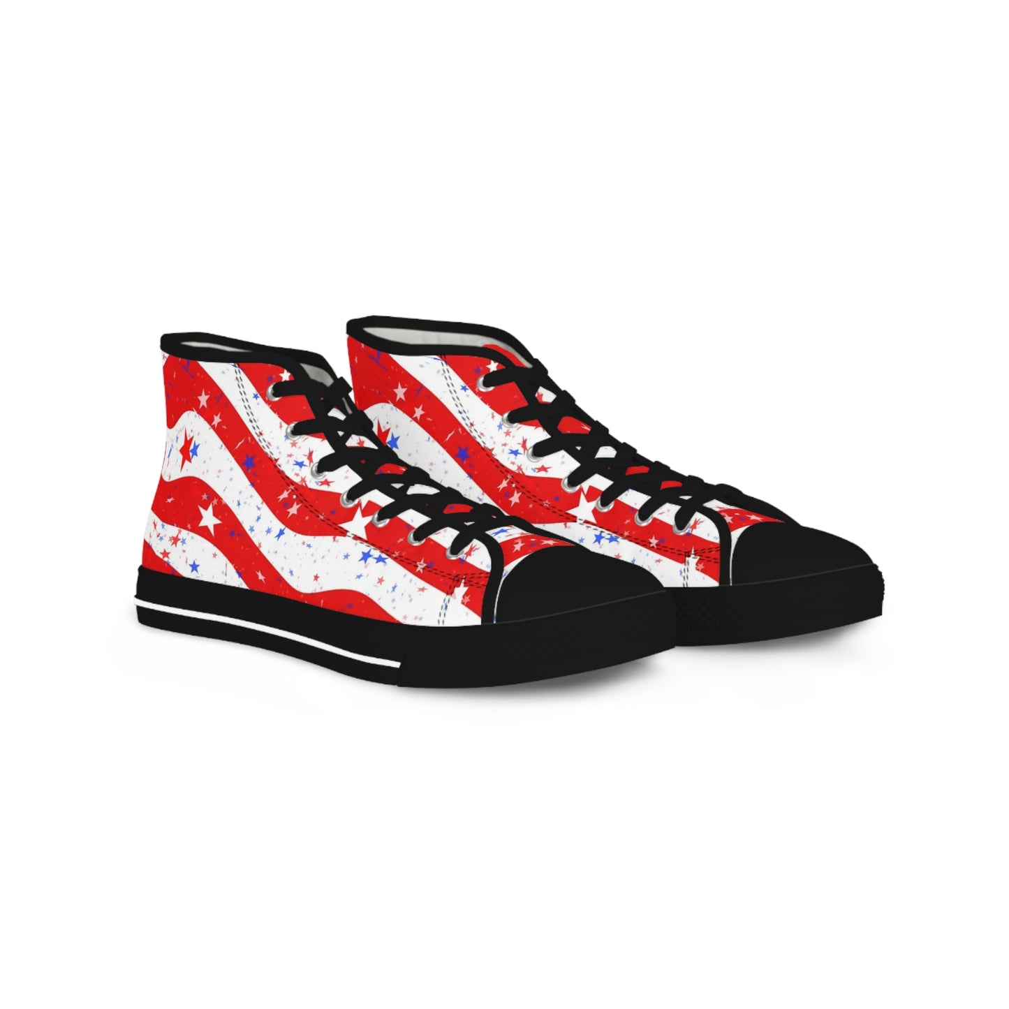 Patriotic High Top Sneakers | Stars & Stripes Comfort Footwear, Festival Shoes, Independence Day Gear, Casual Style, Gift for Him