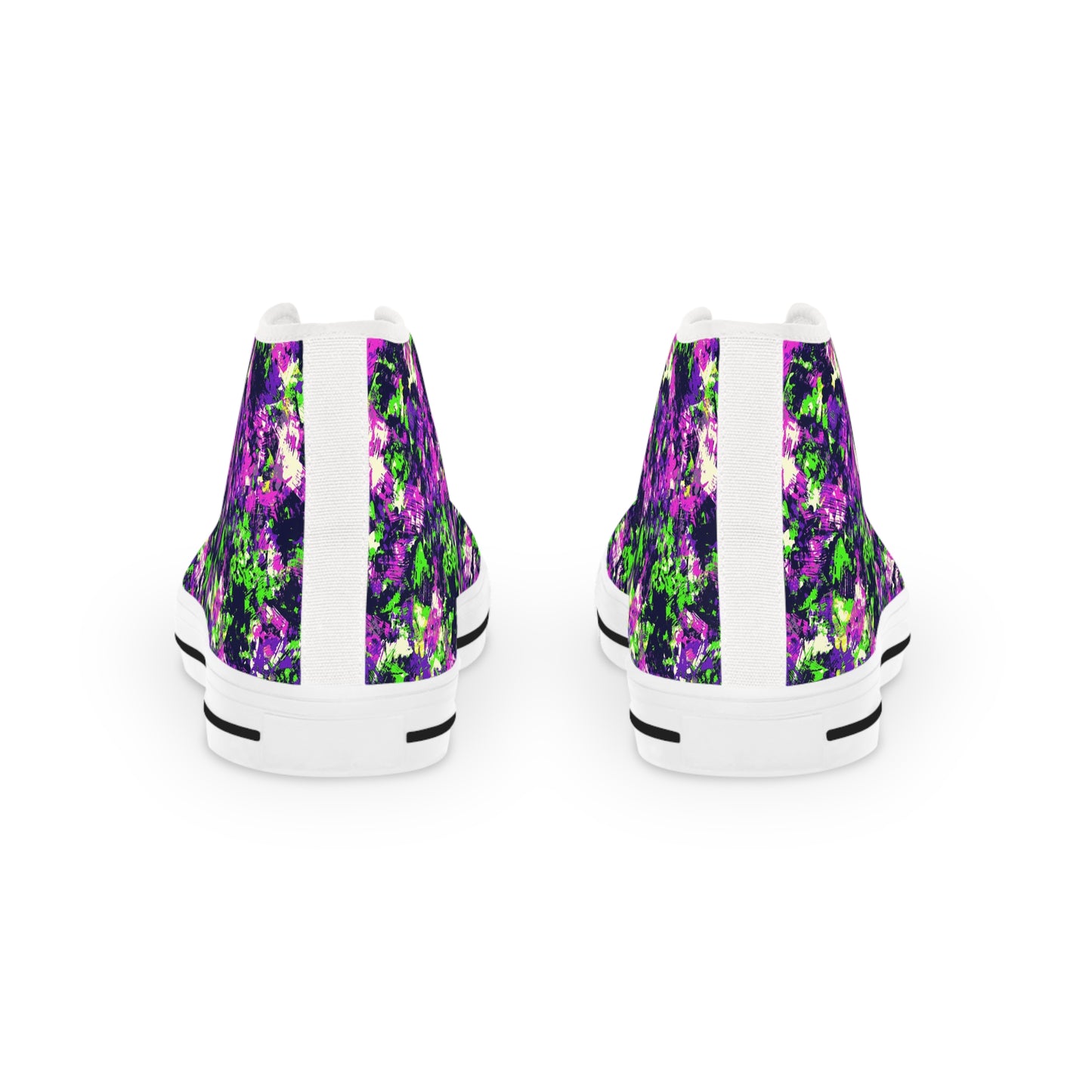 Men's High Top Sneakers with Abstract Purple and Green Design - Stylish Footwear for Casual Outfits, Trendy Streetwear, Gift for Men