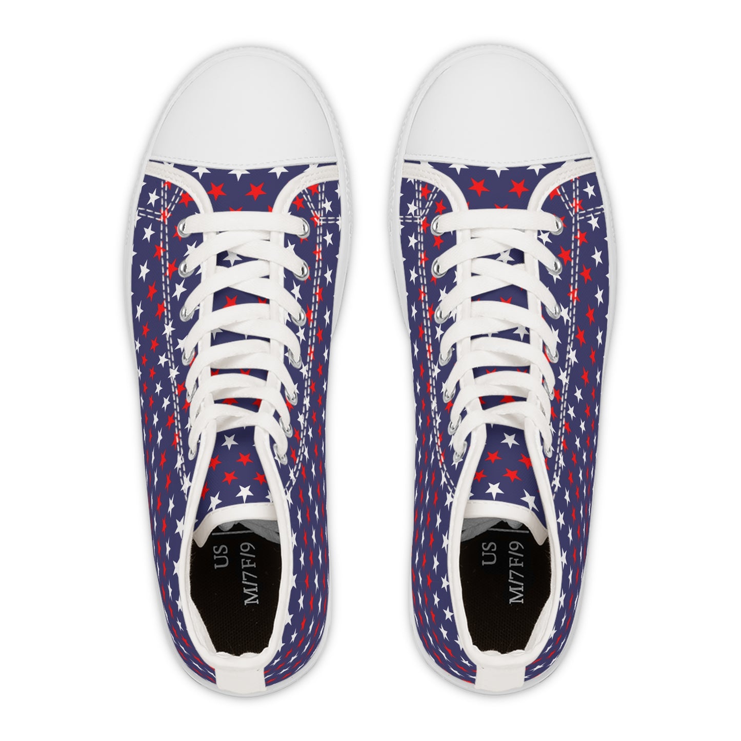 Patriotic Star Print High Top Sneakers for Women | Trendy Casual Footwear, Independence Day Shoes, Memorial Day Sneakers, Customizable Style