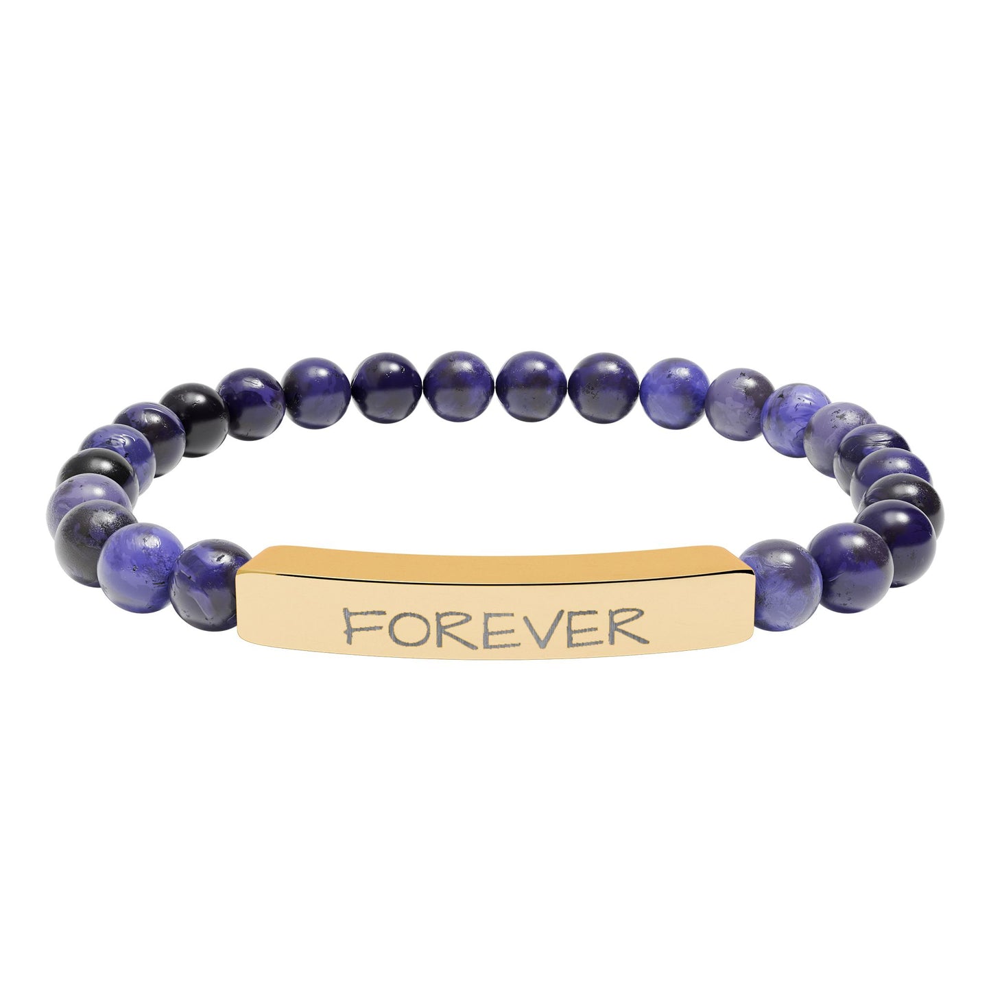 Engraved 'FOREVER' Natural Stone Stretch Bracelet