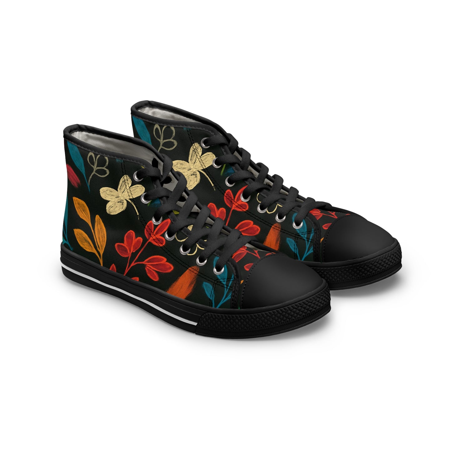 Floral High Top Sneakers - Stylish, Trendy Footwear for Women, Casual Wear, Everyday Fashion, Unique Gifts, Spring/Summer Vibes