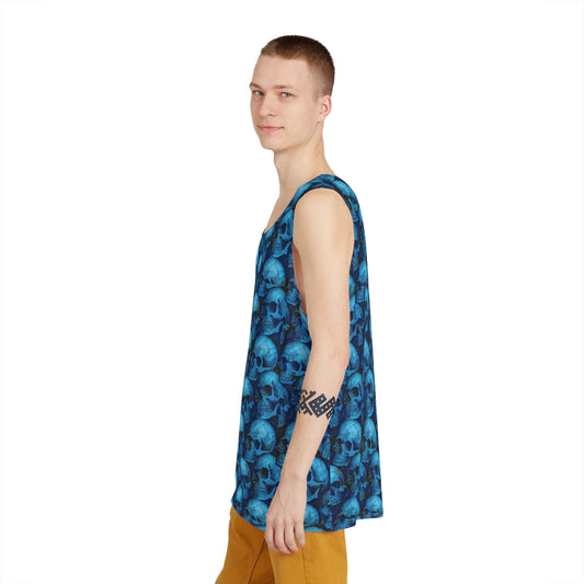 Edgy Skull Print Men's Tank Top, Cool Summer Wear, Festival Outfit, Beach Tank, Alternative Style Apparel
