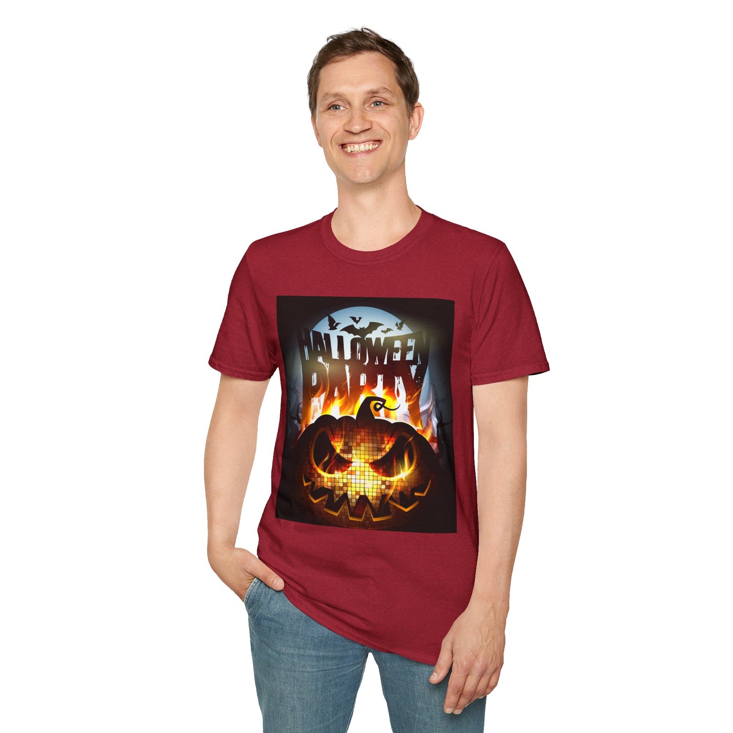 Halloween Party Unisex Softstyle T-Shirt, Spooky Shirt, Pumpkin Tee, Cozy Halloween Apparel, October Fashion, Fall Celebration Wear
