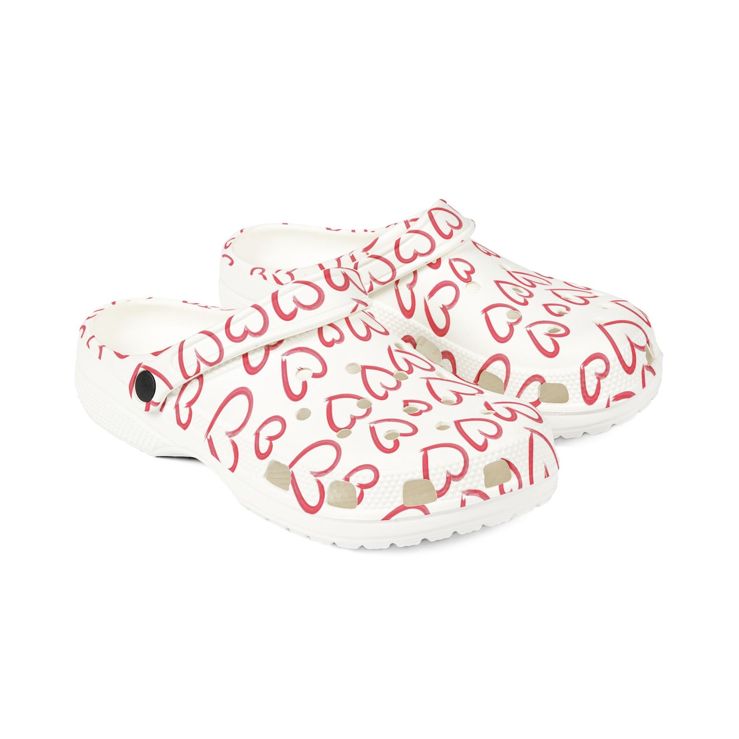 Heart Pattern EVA Foam Clogs — Cute Valentine Slip-On Shoes
