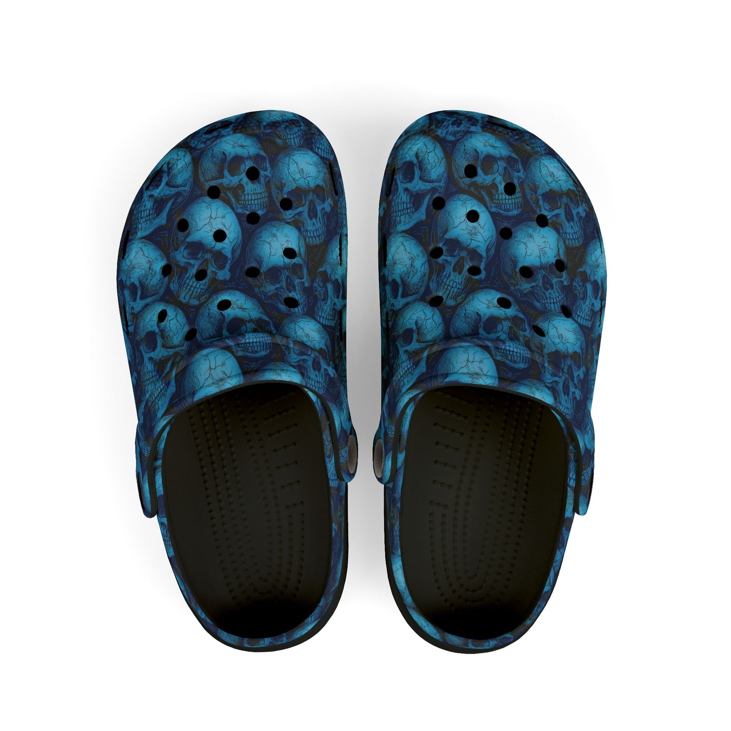 Blue Skull Pattern Kid's Clogs, Fun EVA Foam Shoes for Kids, Stylish Summer Footwear, Perfect for Playdates, Festivals, Birthdays